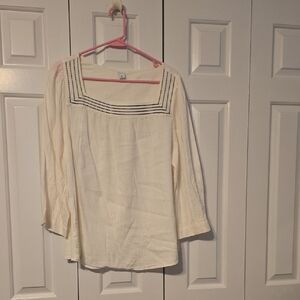 Old Navy Cream Blouse with Black Detailing